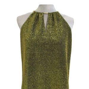 NWT MICHAEL KORS GOLD SLEEVELESS TOP WITH CHAIN SHOULDER SIZE M